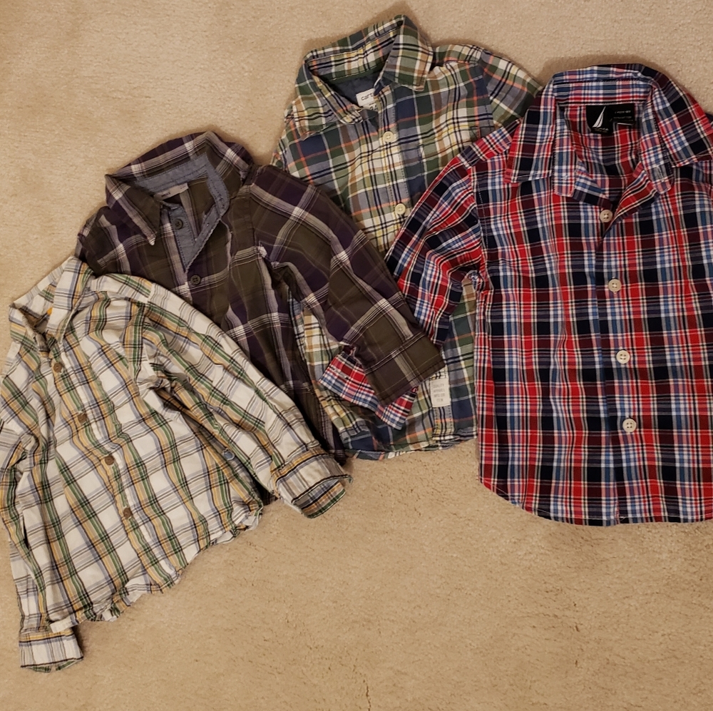 2/$15 - Lot of 4 Toddler Plaid Dress Shirts Size 18-24 months